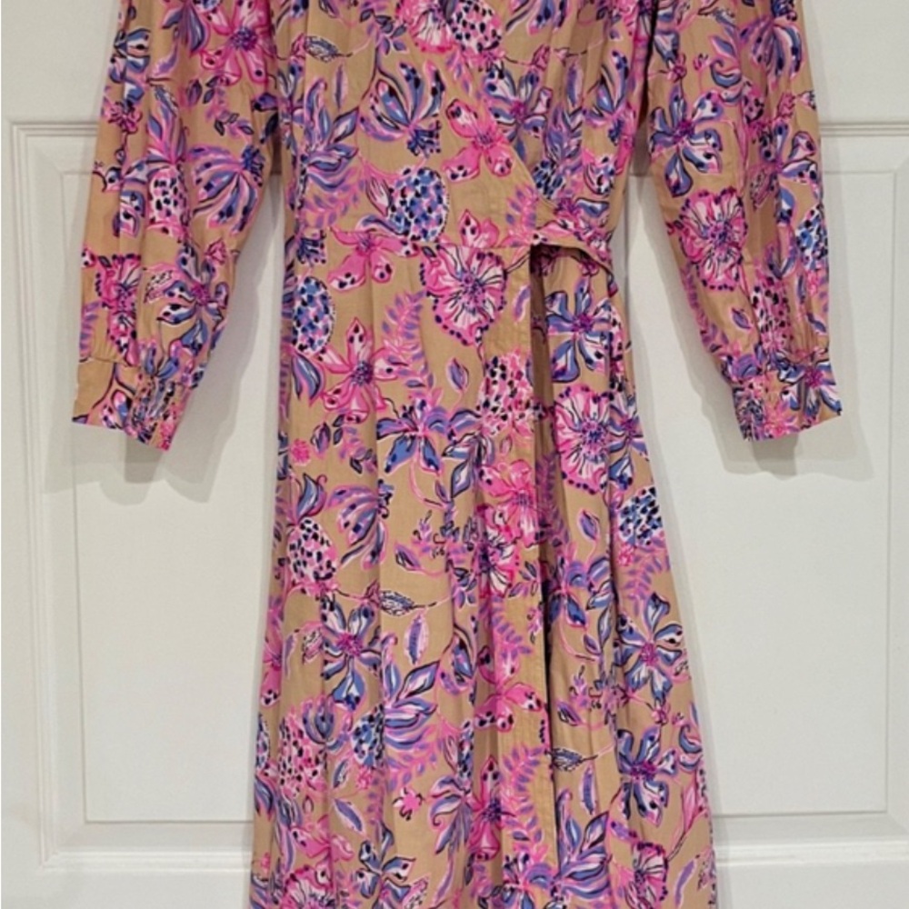 Lilly Pulitzer Pink and Tan Floral Midi Dress - Picture 2 of 4